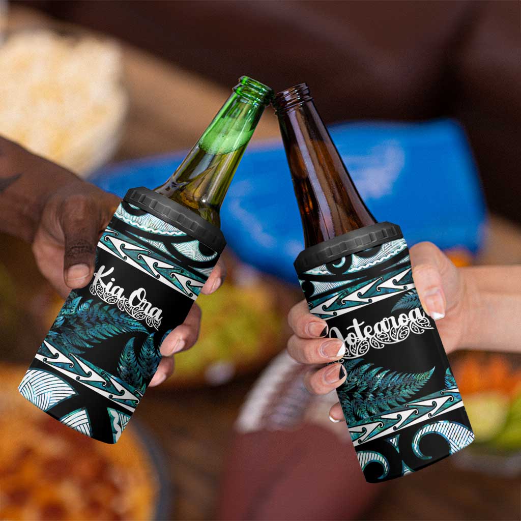 Kia Ora New Zealand 4 in 1 Can Cooler Tumbler Aotearoa Proud Maori Paua Shell Silver Fern - Aussie Hoodie