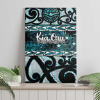 Kia Ora New Zealand Canvas Wall Art Aotearoa Proud Maori Paua Shell Silver Fern - Aussie Hoodie