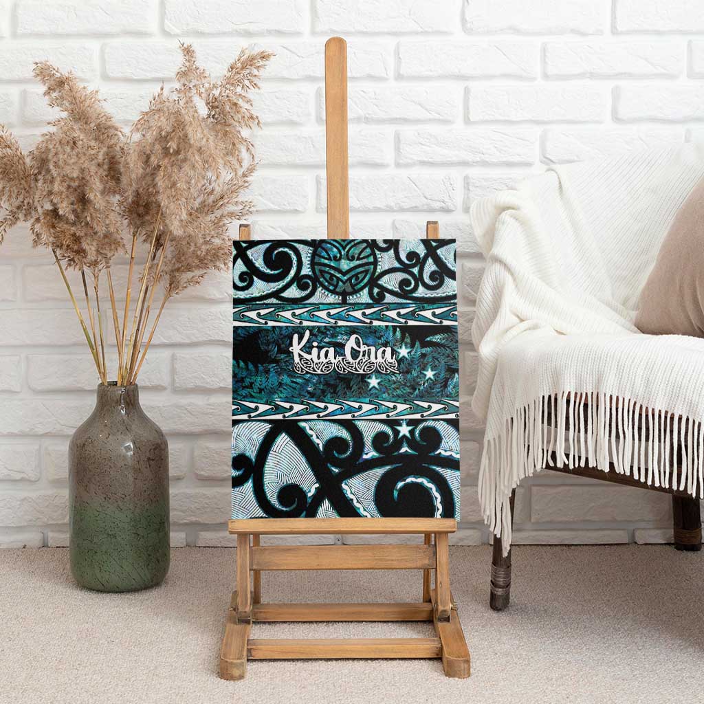 Kia Ora New Zealand Canvas Wall Art Aotearoa Proud Maori Paua Shell Silver Fern - Aussie Hoodie