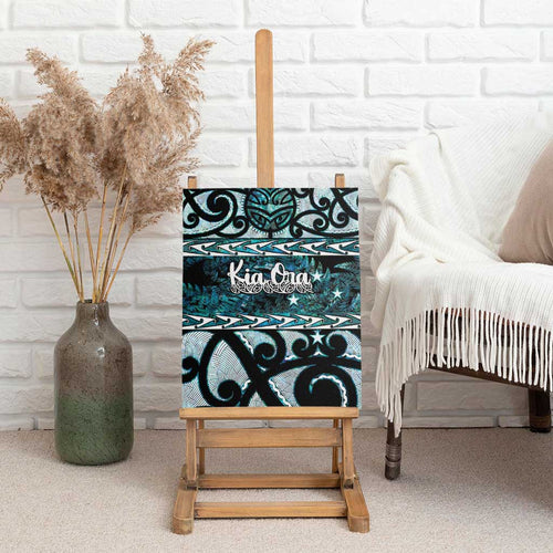 Kia Ora New Zealand Canvas Wall Art Aotearoa Proud Maori Paua Shell Silver Fern - Aussie Hoodie