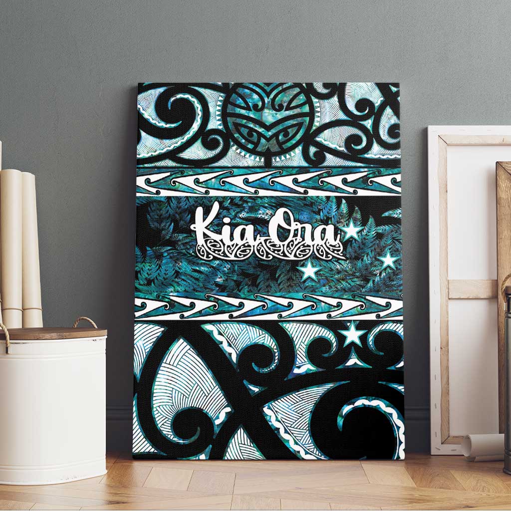 Kia Ora New Zealand Canvas Wall Art Aotearoa Proud Maori Paua Shell Silver Fern - Aussie Hoodie