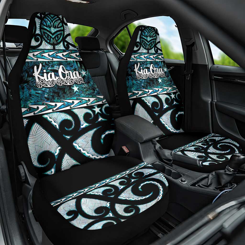 Kia Ora New Zealand Car Seat Cover Aotearoa Proud Maori Paua Shell Silver Fern - Aussie Hoodie