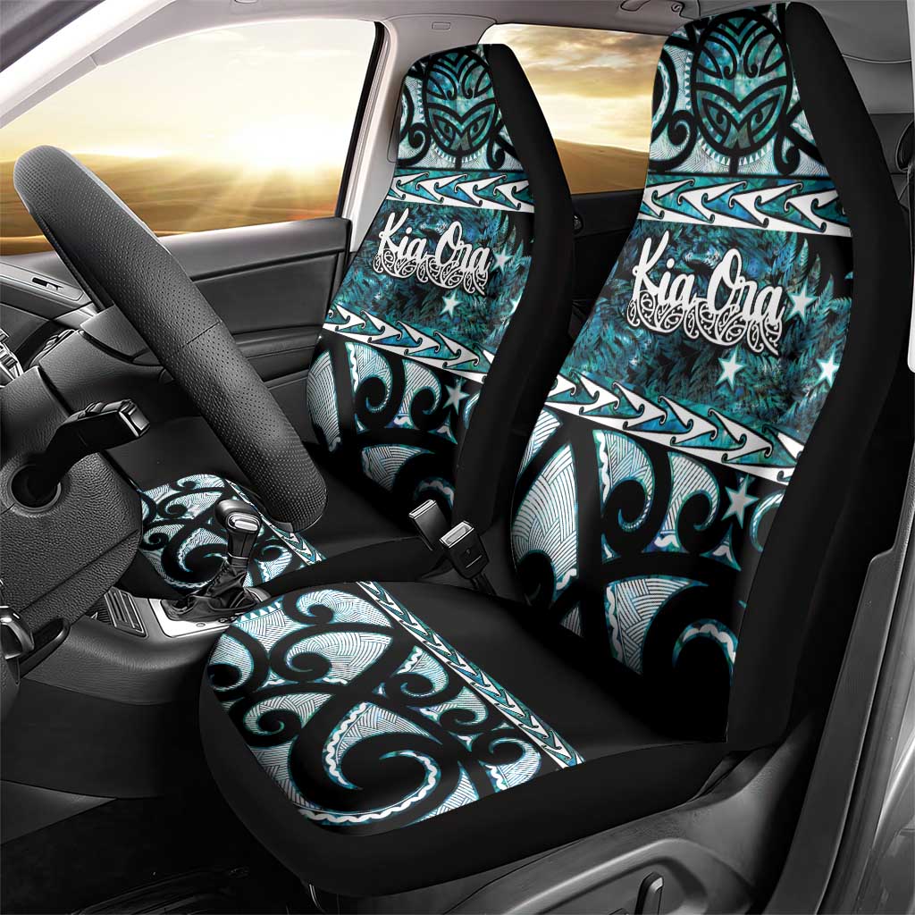 Kia Ora New Zealand Car Seat Cover Aotearoa Proud Maori Paua Shell Silver Fern - Aussie Hoodie