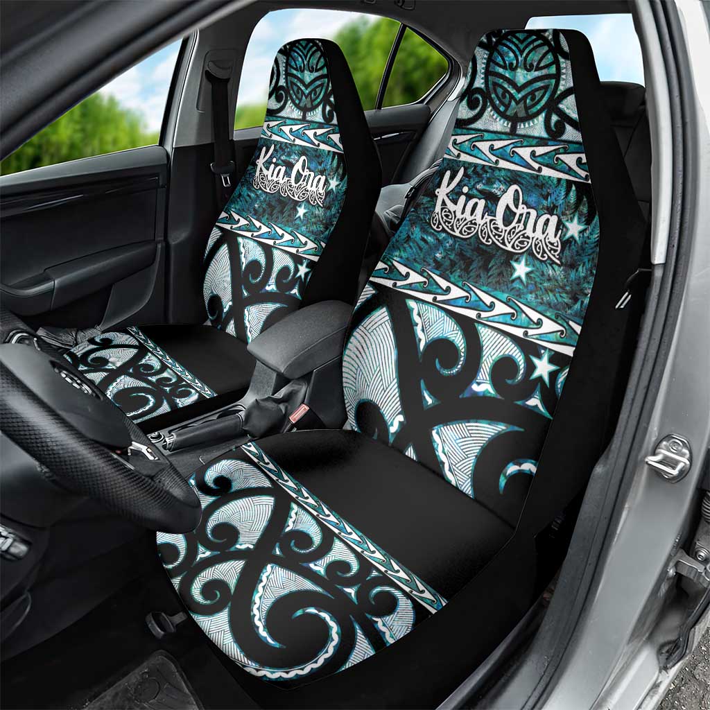 Kia Ora New Zealand Car Seat Cover Aotearoa Proud Maori Paua Shell Silver Fern - Aussie Hoodie