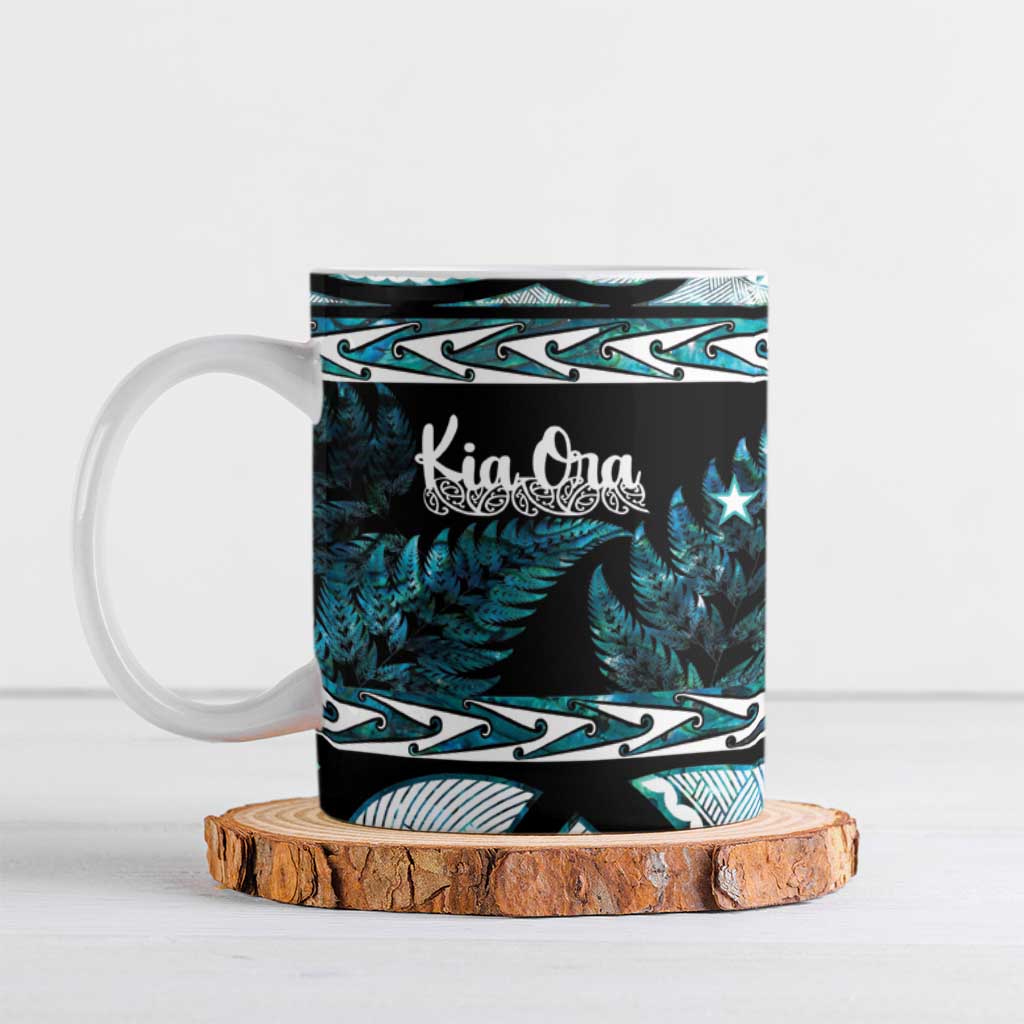 Kia Ora New Zealand Ceramic Mug Aotearoa Proud Maori Paua Shell Silver Fern - Aussie Hoodie