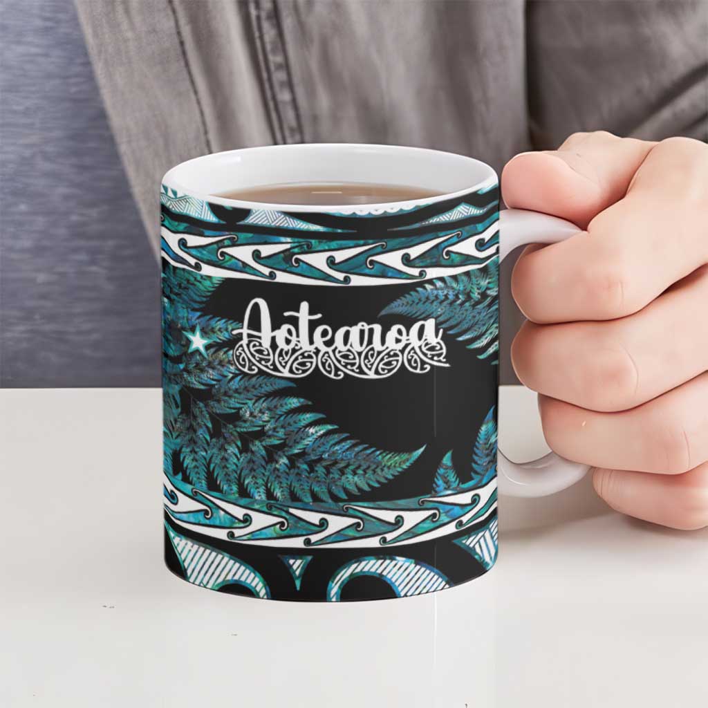 Kia Ora New Zealand Ceramic Mug Aotearoa Proud Maori Paua Shell Silver Fern - Aussie Hoodie