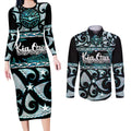 Kia Ora New Zealand Couples Matching Long Sleeve Bodycon Dress and Long Sleeve Button Shirt Aotearoa Proud Maori Paua Shell Silver Fern - Aussie Hoodie