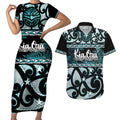 Kia Ora New Zealand Couples Matching Short Sleeve Bodycon Dress and Hawaiian Shirt Aotearoa Proud Maori Paua Shell Silver Fern - Aussie Hoodie