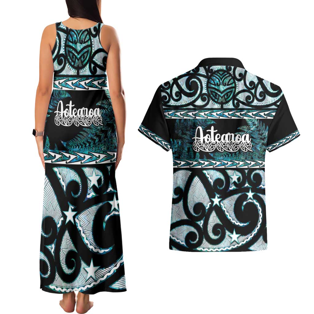 Kia Ora New Zealand Couples Matching Tank Maxi Dress and Hawaiian Shirt Aotearoa Proud Maori Paua Shell Silver Fern - Aussie Hoodie