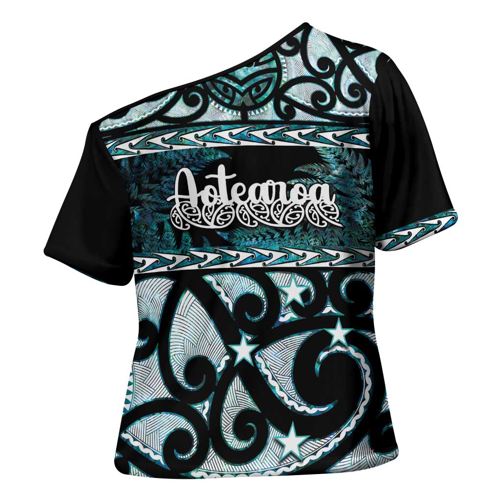 Kia Ora New Zealand Cross Shoulder Shirt Aotearoa Proud Maori Paua Shell Silver Fern - Aussie Hoodie