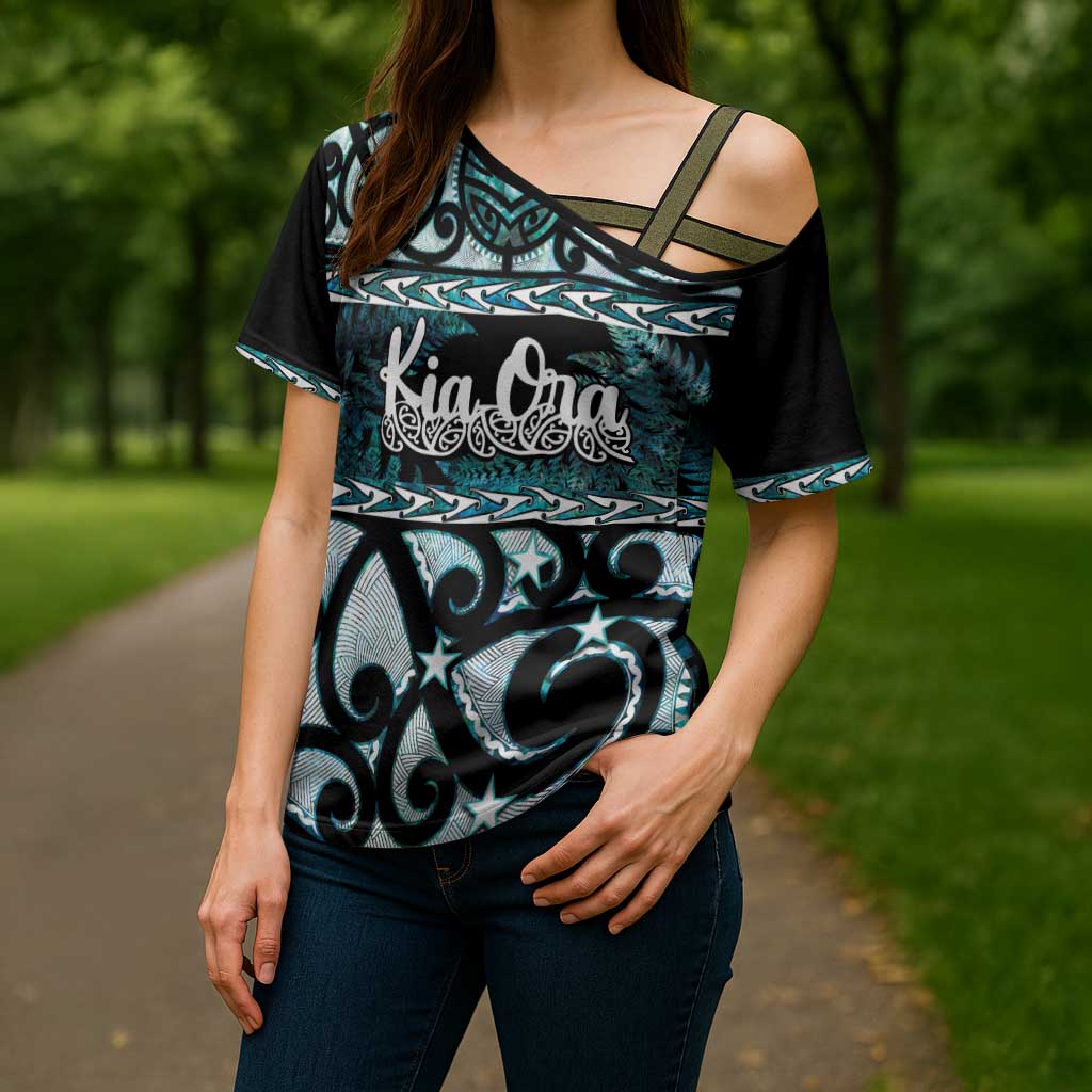 Kia Ora New Zealand Cross Shoulder Shirt Aotearoa Proud Maori Paua Shell Silver Fern - Aussie Hoodie