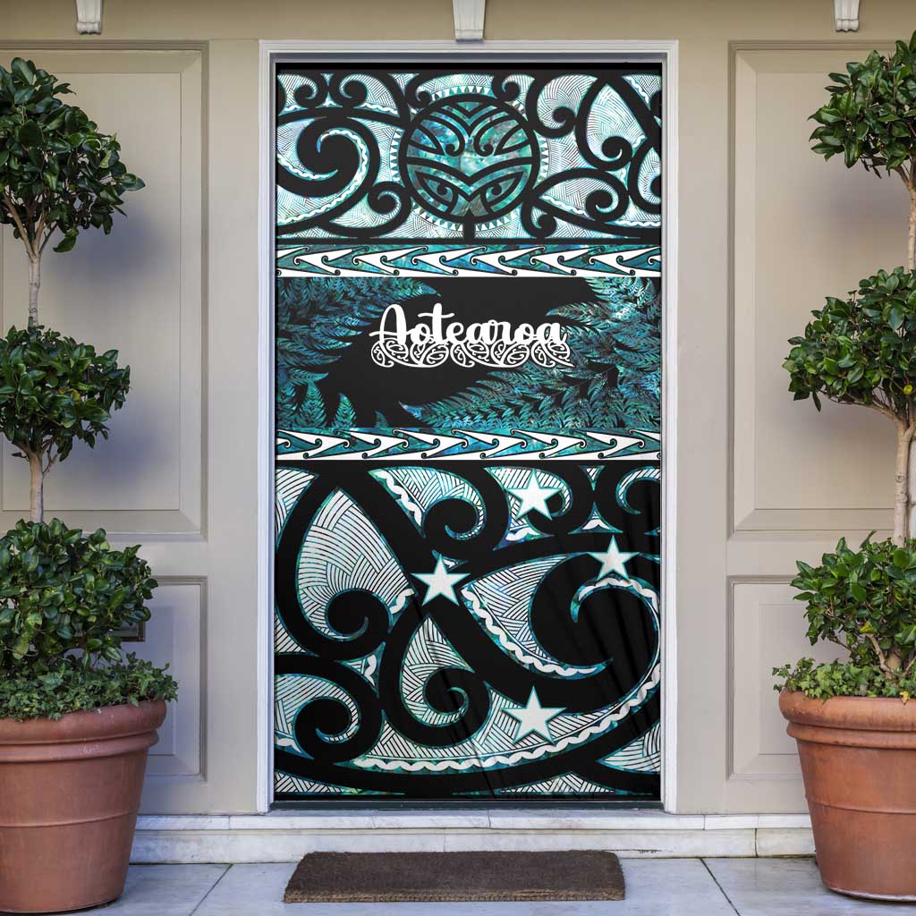 Kia Ora New Zealand Door Cover Aotearoa Proud Maori Paua Shell Silver Fern - Aussie Hoodie