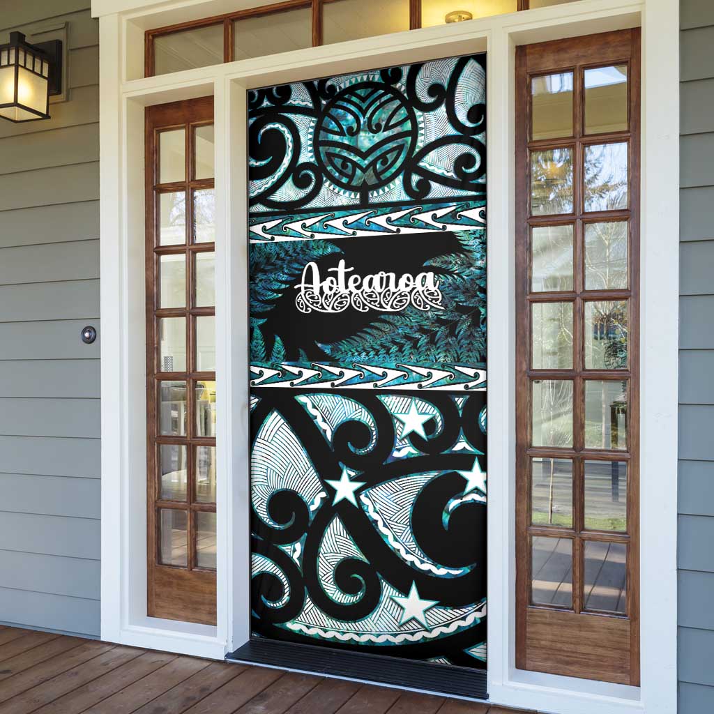 Kia Ora New Zealand Door Cover Aotearoa Proud Maori Paua Shell Silver Fern - Aussie Hoodie