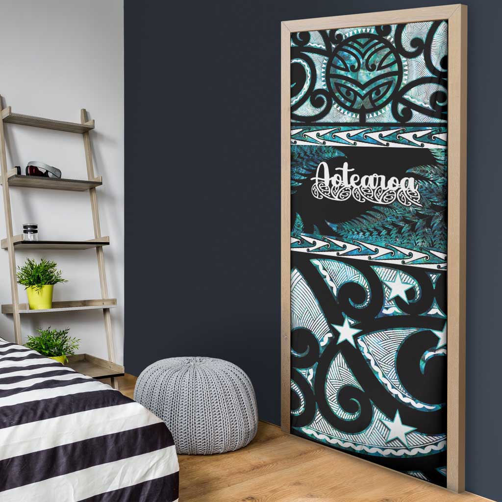 Kia Ora New Zealand Door Cover Aotearoa Proud Maori Paua Shell Silver Fern - Aussie Hoodie