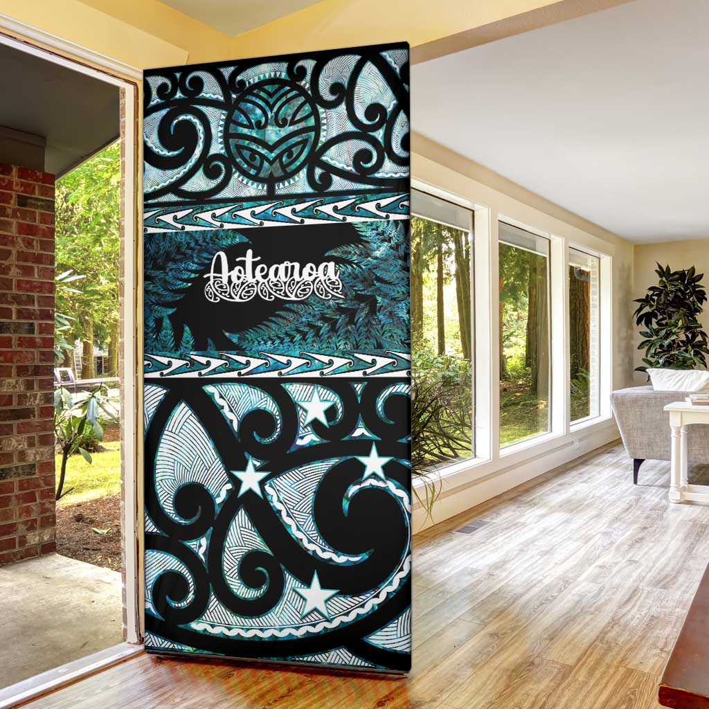 Kia Ora New Zealand Door Cover Aotearoa Proud Maori Paua Shell Silver Fern - Aussie Hoodie