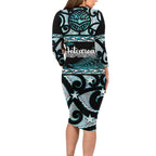 Kia Ora New Zealand Family Matching Long Sleeve Bodycon Dress and Hawaiian Shirt Aotearoa Proud Maori Paua Shell Silver Fern - Aussie Hoodie