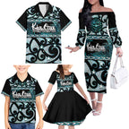 Kia Ora New Zealand Family Matching Off The Shoulder Long Sleeve Dress and Hawaiian Shirt Aotearoa Proud Maori Paua Shell Silver Fern - Aussie Hoodie