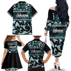 Kia Ora New Zealand Family Matching Off The Shoulder Long Sleeve Dress and Hawaiian Shirt Aotearoa Proud Maori Paua Shell Silver Fern - Aussie Hoodie