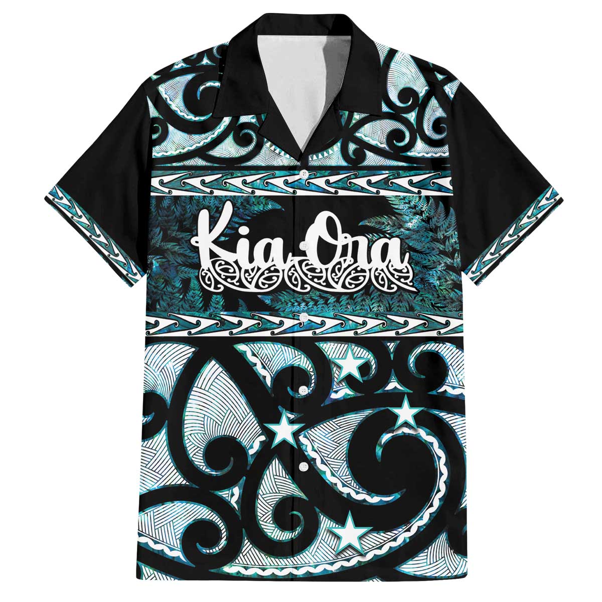 Kia Ora New Zealand Family Matching Off The Shoulder Long Sleeve Dress and Hawaiian Shirt Aotearoa Proud Maori Paua Shell Silver Fern - Aussie Hoodie