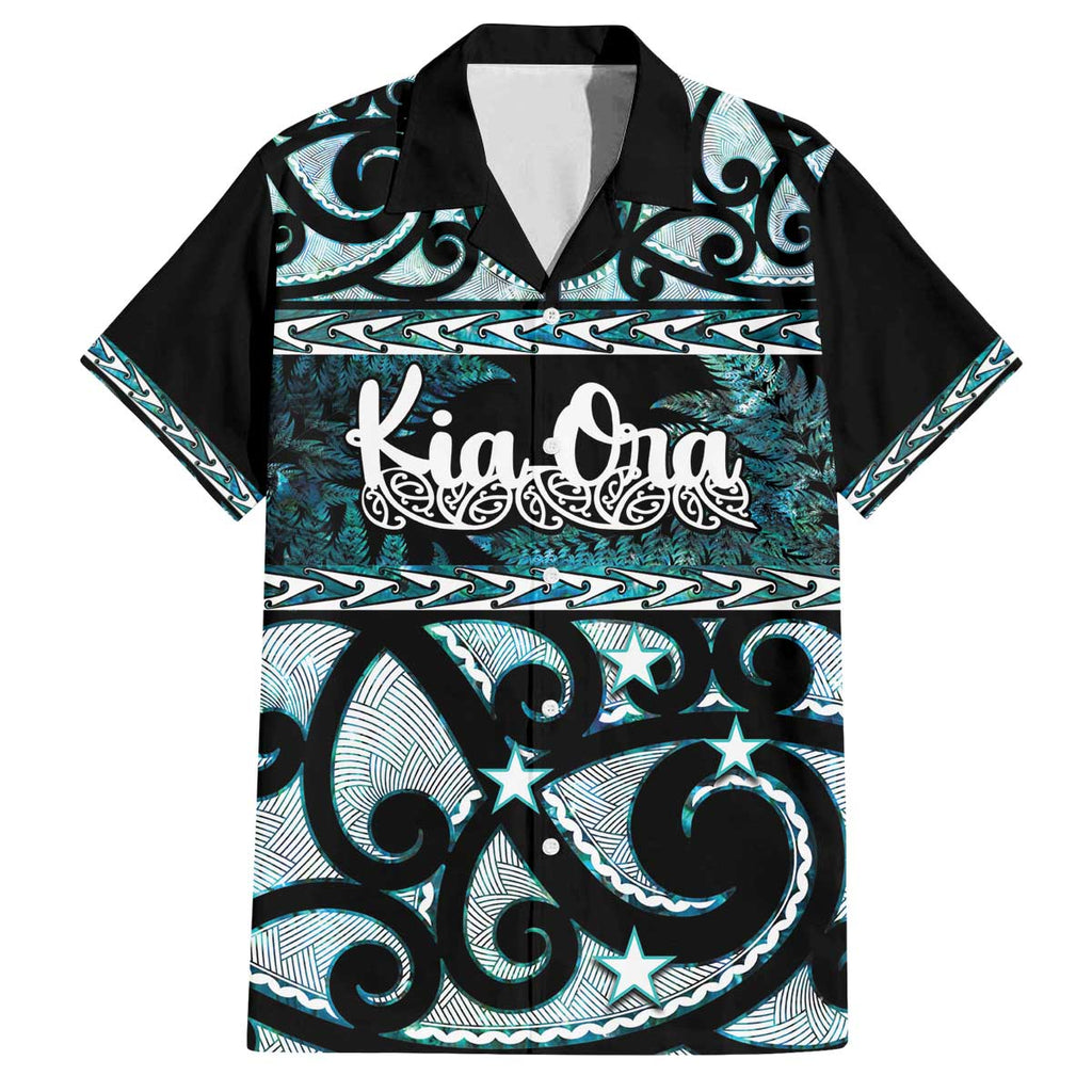 Kia Ora New Zealand Family Matching Off The Shoulder Long Sleeve Dress and Hawaiian Shirt Aotearoa Proud Maori Paua Shell Silver Fern - Aussie Hoodie