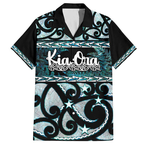 Kia Ora New Zealand Family Matching Off The Shoulder Long Sleeve Dress and Hawaiian Shirt Aotearoa Proud Maori Paua Shell Silver Fern - Aussie Hoodie