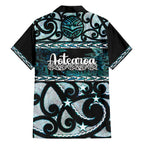 Kia Ora New Zealand Family Matching Off The Shoulder Long Sleeve Dress and Hawaiian Shirt Aotearoa Proud Maori Paua Shell Silver Fern - Aussie Hoodie
