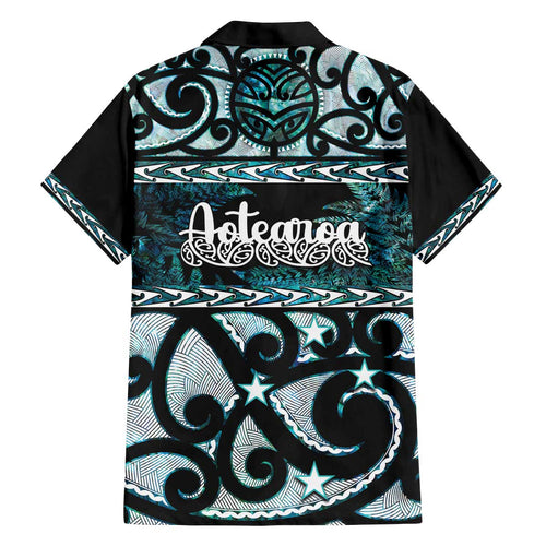 Kia Ora New Zealand Family Matching Off The Shoulder Long Sleeve Dress and Hawaiian Shirt Aotearoa Proud Maori Paua Shell Silver Fern - Aussie Hoodie