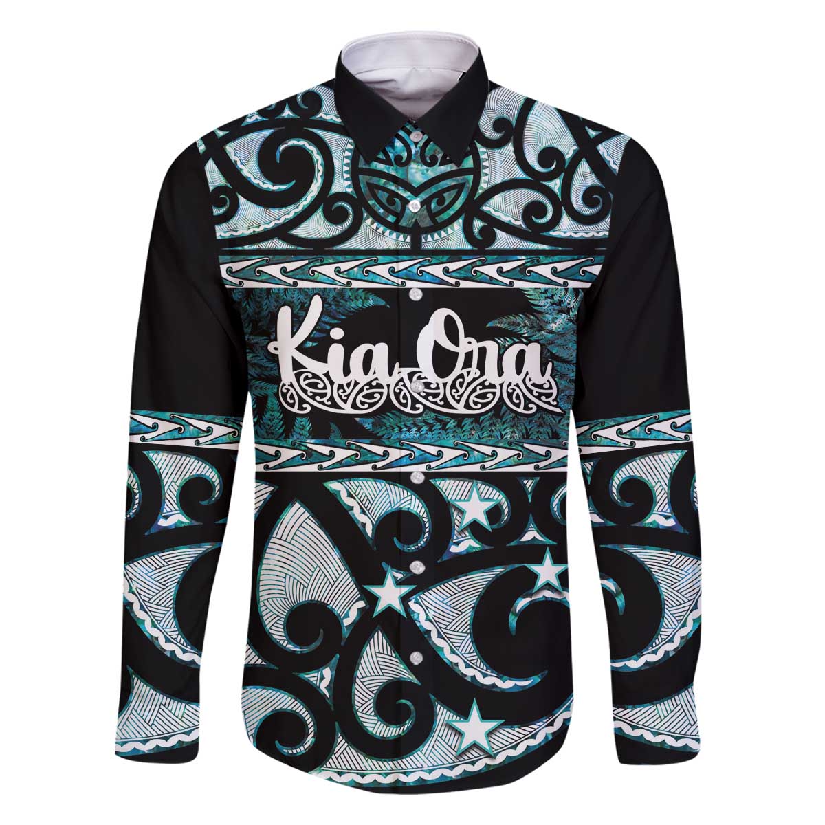 Kia Ora New Zealand Family Matching Off The Shoulder Long Sleeve Dress and Hawaiian Shirt Aotearoa Proud Maori Paua Shell Silver Fern - Aussie Hoodie