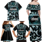 Kia Ora New Zealand Family Matching Off Shoulder Maxi Dress and Hawaiian Shirt Aotearoa Proud Maori Paua Shell Silver Fern - Aussie Hoodie