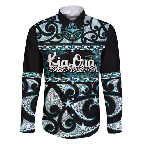 Kia Ora New Zealand Family Matching Off Shoulder Short Dress and Hawaiian Shirt Aotearoa Proud Maori Paua Shell Silver Fern - Aussie Hoodie