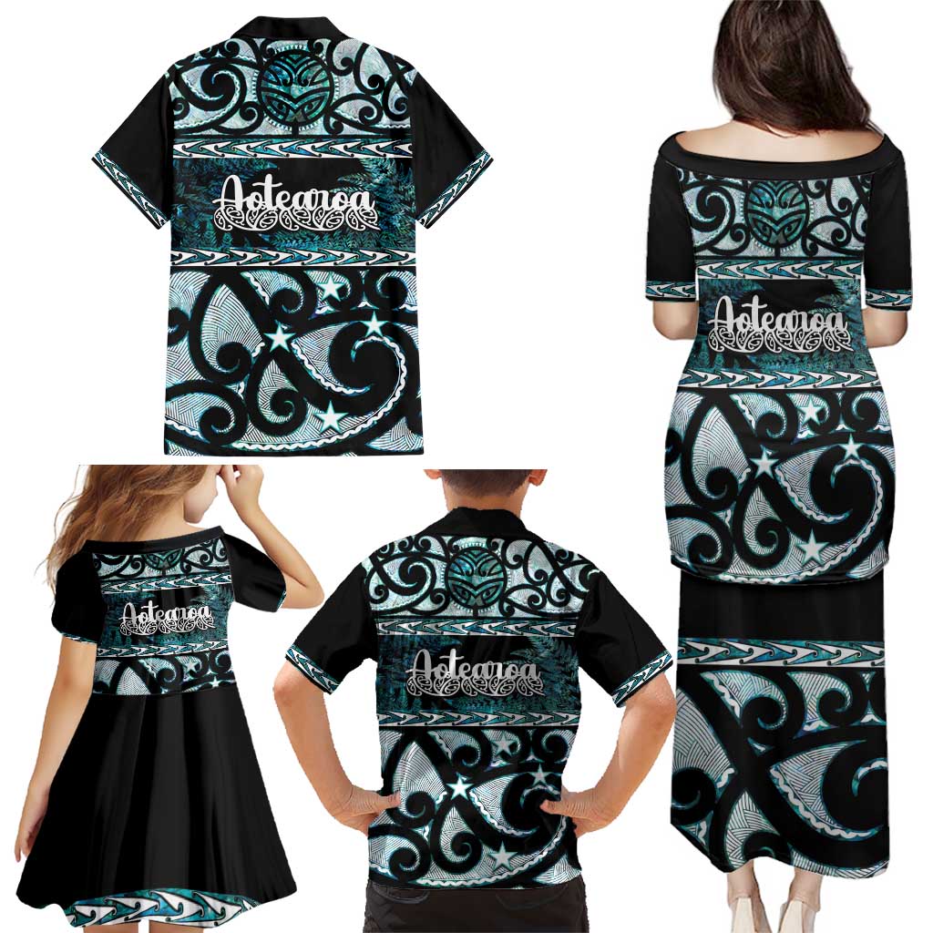 Kia Ora New Zealand Family Matching Puletasi and Hawaiian Shirt Aotearoa Proud Maori Paua Shell Silver Fern - Aussie Hoodie
