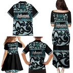 Kia Ora New Zealand Family Matching Puletasi and Hawaiian Shirt Aotearoa Proud Maori Paua Shell Silver Fern - Aussie Hoodie