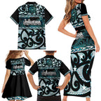 Kia Ora New Zealand Family Matching Short Sleeve Bodycon Dress and Hawaiian Shirt Aotearoa Proud Maori Paua Shell Silver Fern - Aussie Hoodie