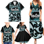 Kia Ora New Zealand Family Matching Summer Maxi Dress and Hawaiian Shirt Aotearoa Proud Maori Paua Shell Silver Fern - Aussie Hoodie