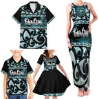 Kia Ora New Zealand Family Matching Tank Maxi Dress and Hawaiian Shirt Aotearoa Proud Maori Paua Shell Silver Fern - Aussie Hoodie