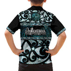 Kia Ora New Zealand Family Matching Tank Maxi Dress and Hawaiian Shirt Aotearoa Proud Maori Paua Shell Silver Fern - Aussie Hoodie