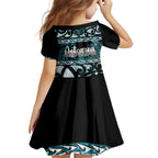 Kia Ora New Zealand Family Matching Tank Maxi Dress and Hawaiian Shirt Aotearoa Proud Maori Paua Shell Silver Fern - Aussie Hoodie