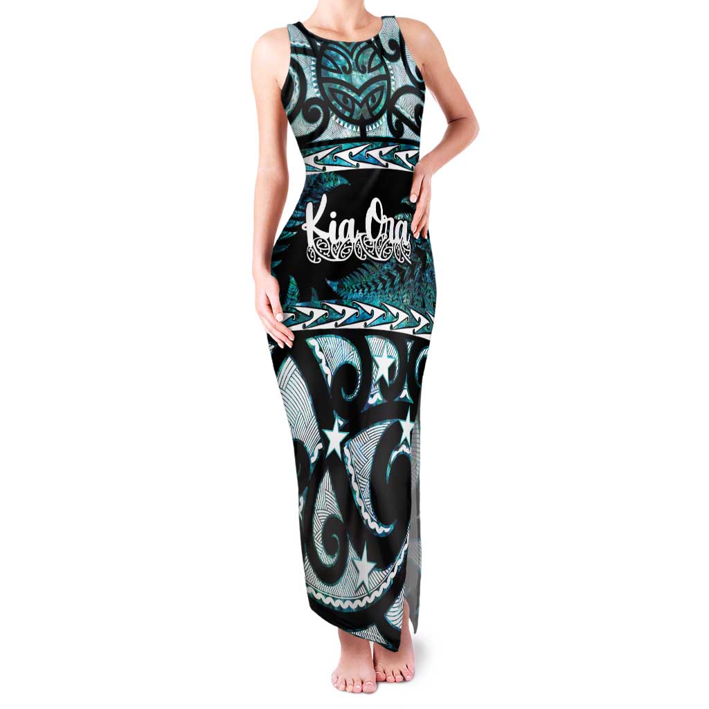 Kia Ora New Zealand Family Matching Tank Maxi Dress and Hawaiian Shirt Aotearoa Proud Maori Paua Shell Silver Fern - Aussie Hoodie