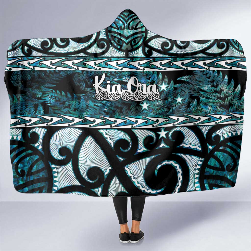 Kia Ora New Zealand Hooded Blanket Aotearoa Proud Maori Paua Shell Silver Fern - Aussie Hoodie