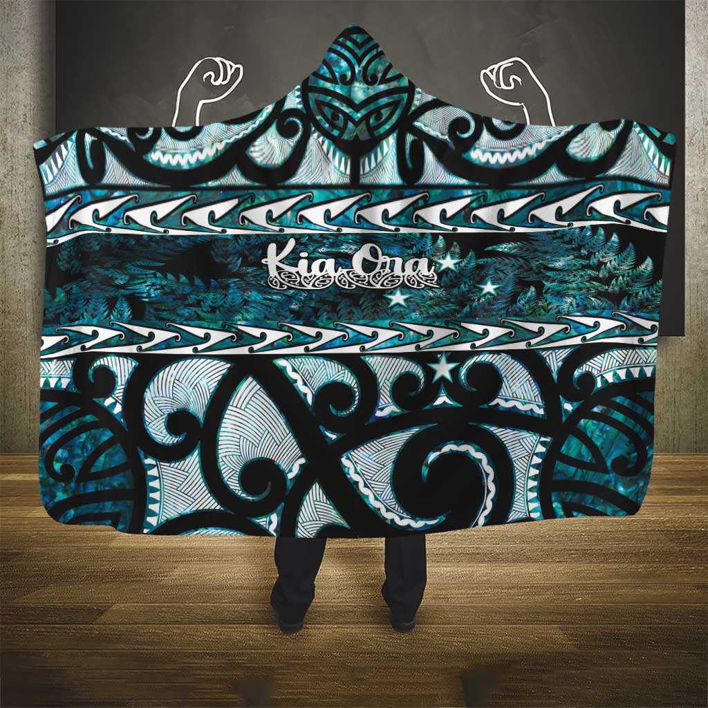Kia Ora New Zealand Hooded Blanket Aotearoa Proud Maori Paua Shell Silver Fern - Aussie Hoodie