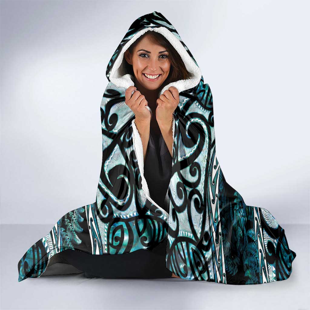 Kia Ora New Zealand Hooded Blanket Aotearoa Proud Maori Paua Shell Silver Fern - Aussie Hoodie