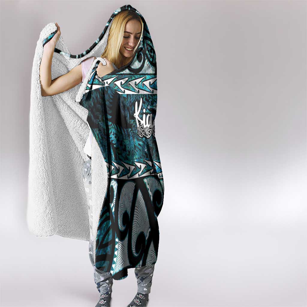 Kia Ora New Zealand Hooded Blanket Aotearoa Proud Maori Paua Shell Silver Fern - Aussie Hoodie
