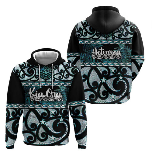 Kia Ora New Zealand Hoodie Aotearoa Proud Maori Paua Shell Silver Fern - Aussie Hoodie