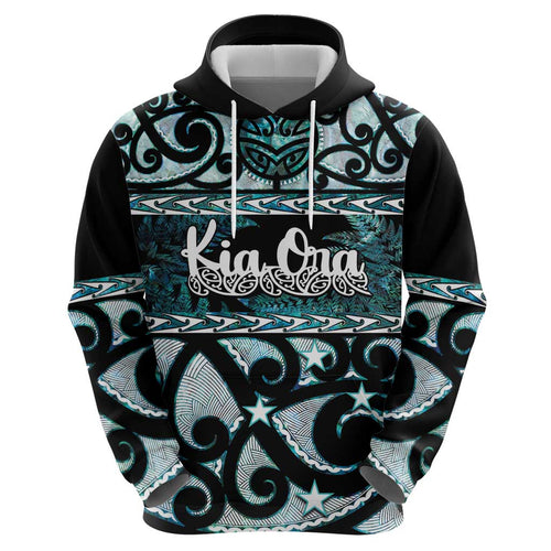 Kia Ora New Zealand Hoodie Aotearoa Proud Maori Paua Shell Silver Fern - Aussie Hoodie