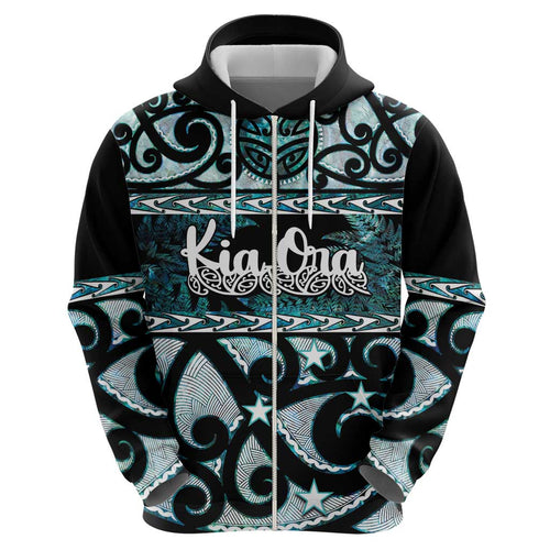 Kia Ora New Zealand Hoodie Aotearoa Proud Maori Paua Shell Silver Fern - Aussie Hoodie