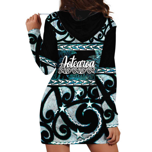 Kia Ora New Zealand Hoodie Dress Aotearoa Proud Maori Paua Shell Silver Fern - Aussie Hoodie
