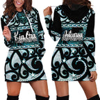 Kia Ora New Zealand Hoodie Dress Aotearoa Proud Maori Paua Shell Silver Fern - Aussie Hoodie