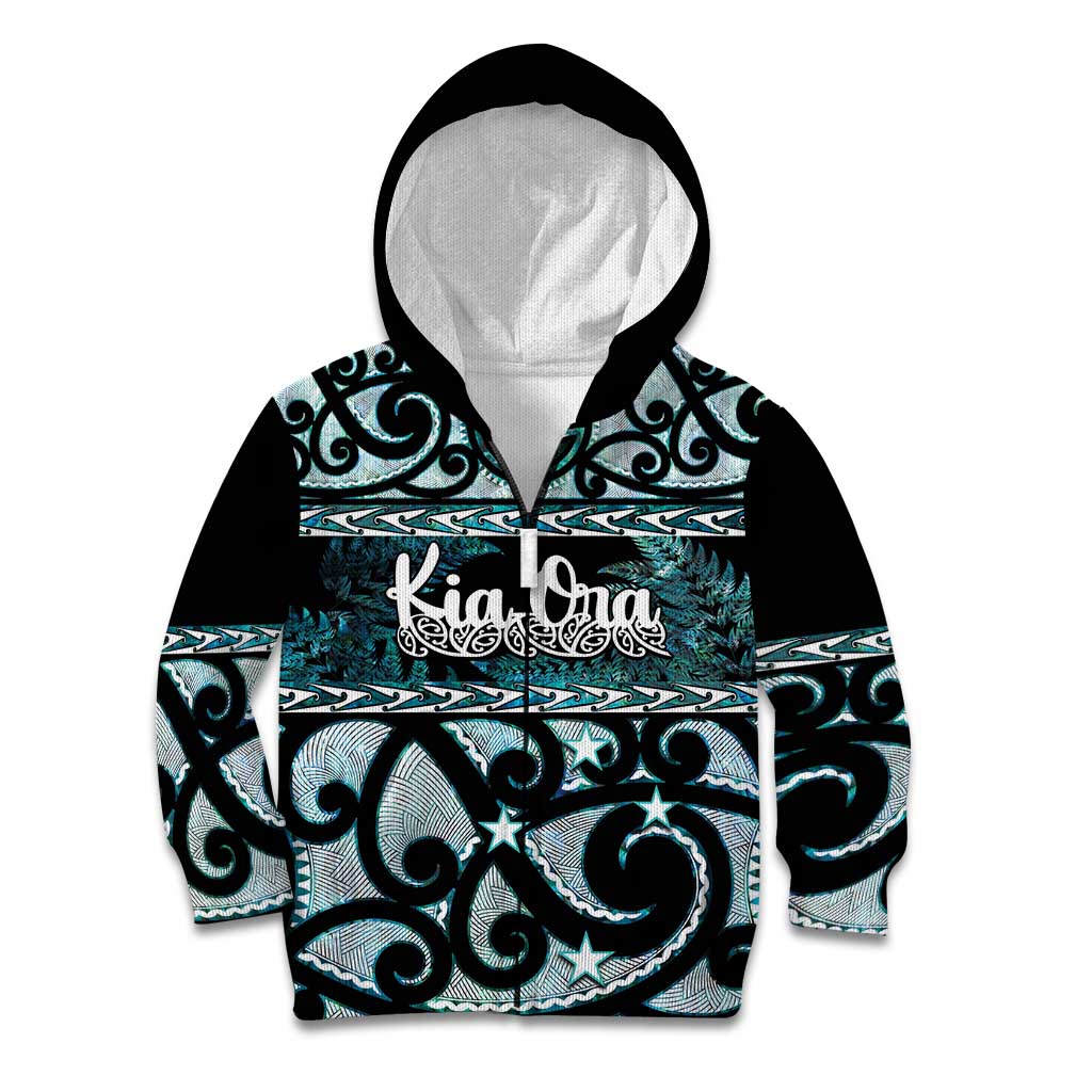 Kia Ora New Zealand Kid Hoodie Aotearoa Proud Maori Paua Shell Silver Fern - Aussie Hoodie
