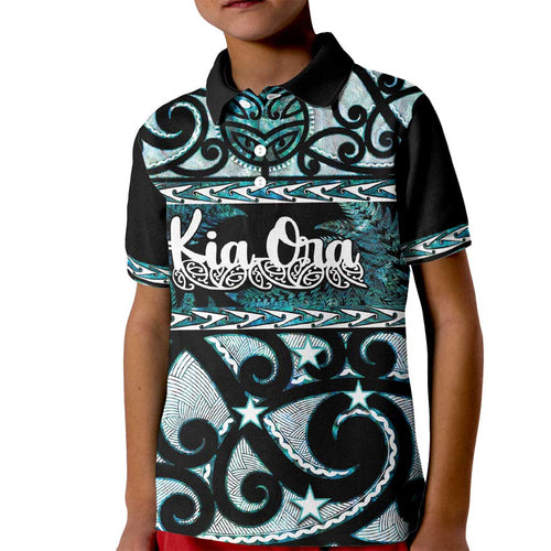 Kia Ora New Zealand Kid Polo Shirt Aotearoa Proud Maori Paua Shell Silver Fern - Aussie Hoodie