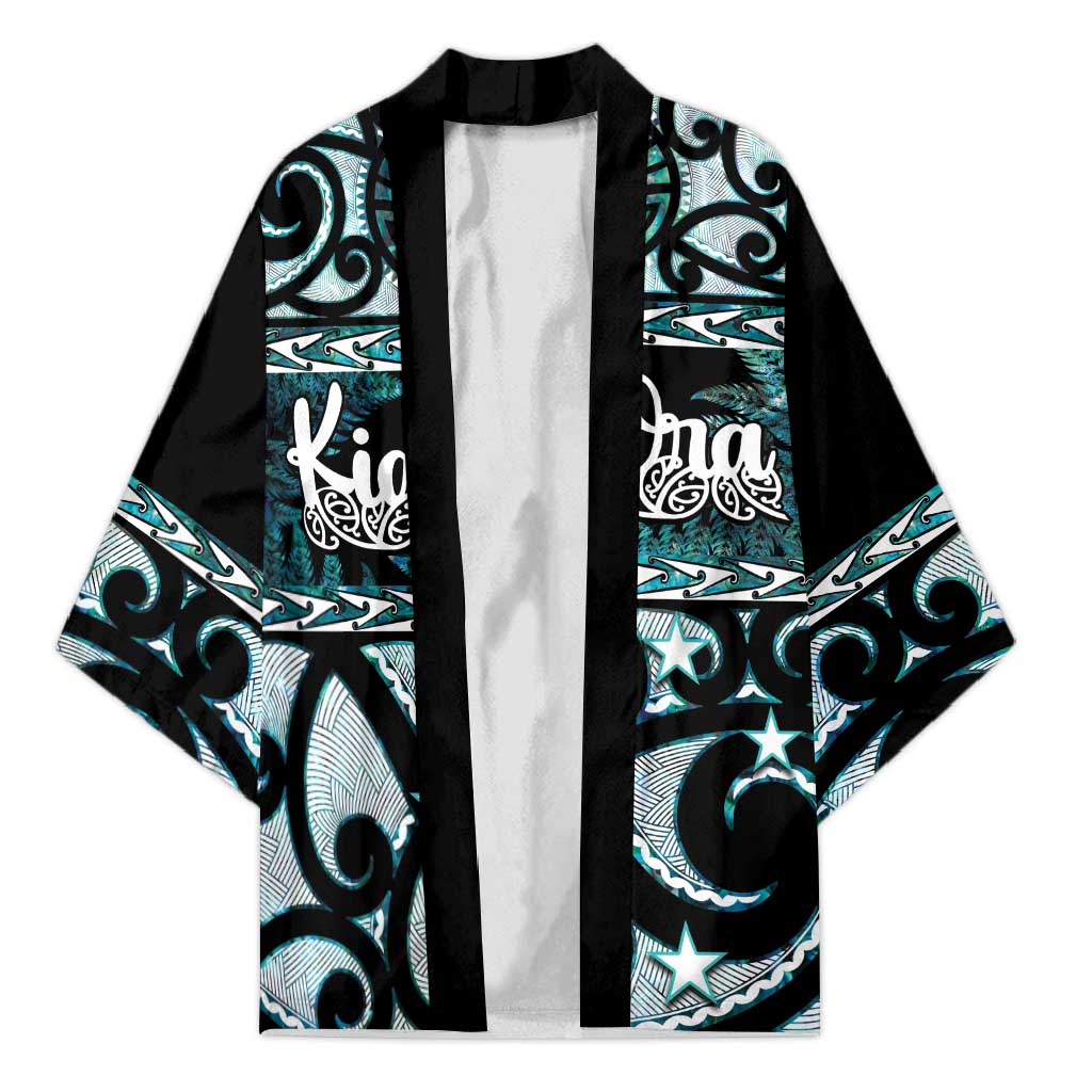 Kia Ora New Zealand Kimono Aotearoa Proud Maori Paua Shell Silver Fern - Aussie Hoodie